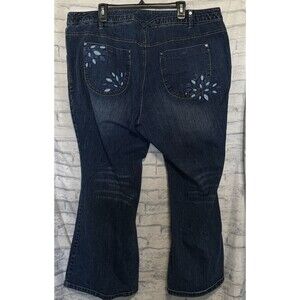 Venezia Denim Blue Jeans Womens 26 Embroidered Pockets Button Zip Stretch
